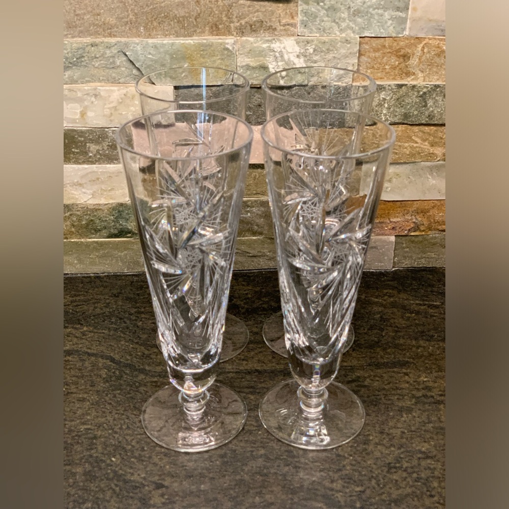 VINTAGE PINWHEEL CRYSTAL | Set of 4 | Crystal Pilsner Glasses